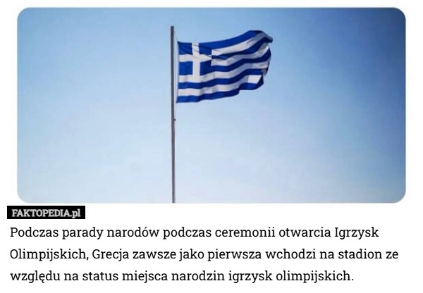
    Podczas parady narodów podczas ceremonii otwarcia Igrzysk Olimpijskich,