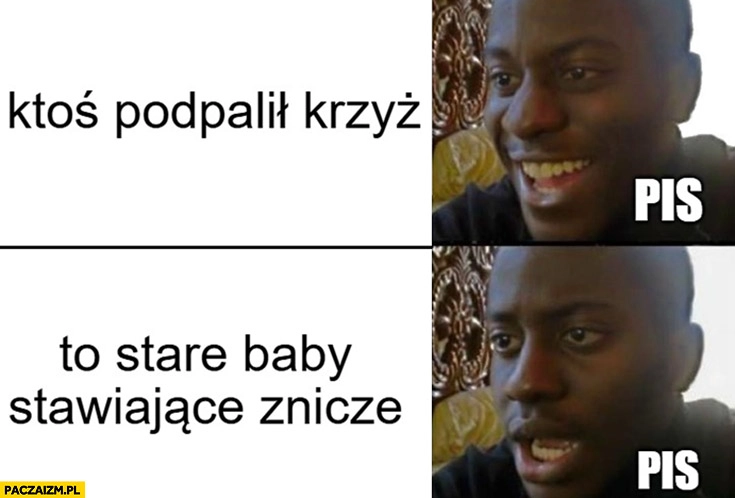 
    Ktoś podpalił krzyż, to stare baby stawiające znicze reakcja PiS