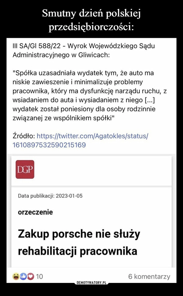 
    Smutny dzień polskiej
przedsiębiorczości: 