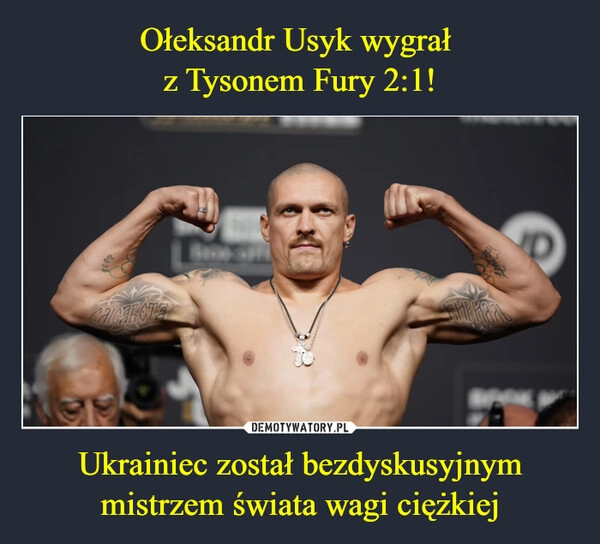 
    Ołeksandr Usyk wygrał 
z Tysonem Fury 2:1! Ukrainiec został bezdyskusyjnym mistrzem świata wagi ciężkiej