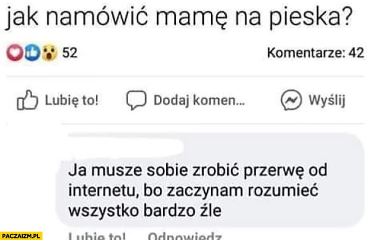 
    Jak namówić mamę na pieska? Muszę sobie zrobić przerwę od internetu bo zaczynam rozumieć wszystko bardzo źle