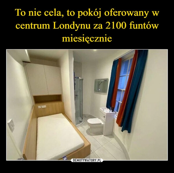 
    To nie cela, to pokój oferowany w centrum Londynu za 2100 funtów miesięcznie