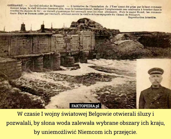 
    W czasie I wojny światowej Belgowie otwierali śluzy i pozwalali, by słona