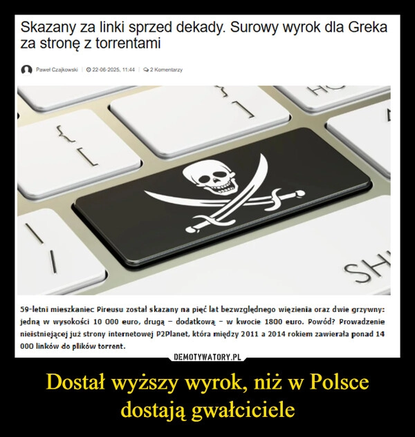 
    Dostał wyższy wyrok, niż w Polsce dostają gwałciciele