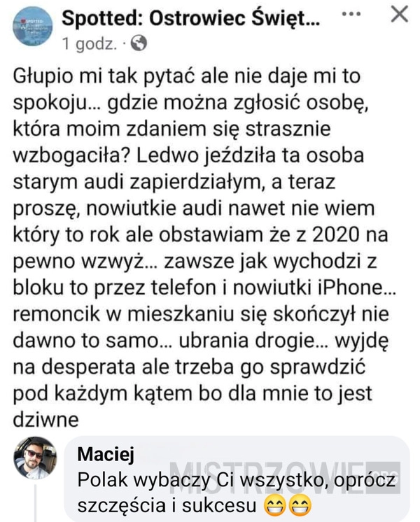 
    Uprzejmie donoszę