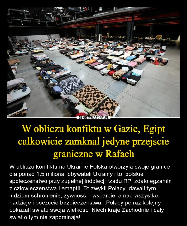 
    W obliczu konfiktu w Gazie, Egipt calkowicie zamknal jedyne przejscie graniczne w Rafach