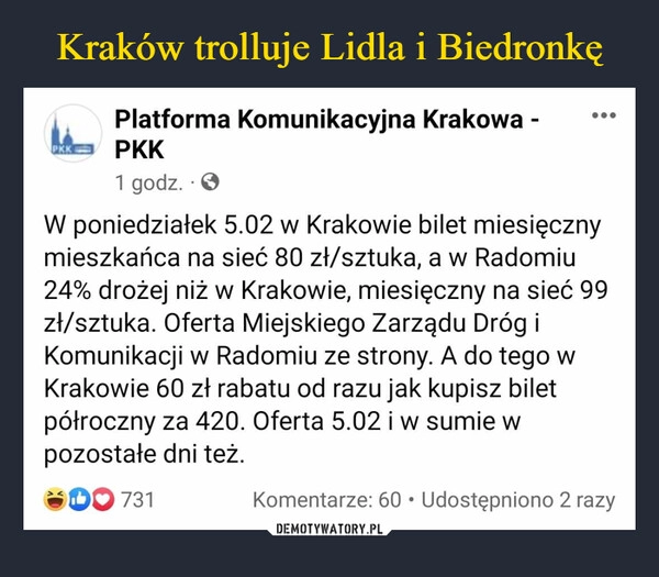 
    Kraków trolluje Lidla i Biedronkę