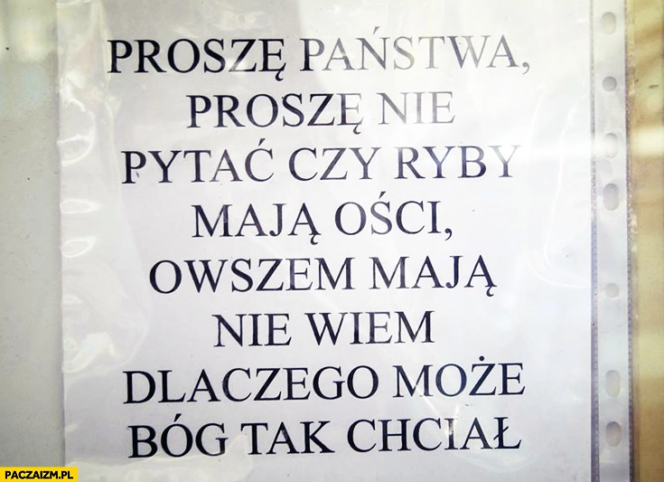 
    Proszę nie pytać czy ryby mają ości owszem mają nie wiem czemu dlaczego może Bóg tak chciał