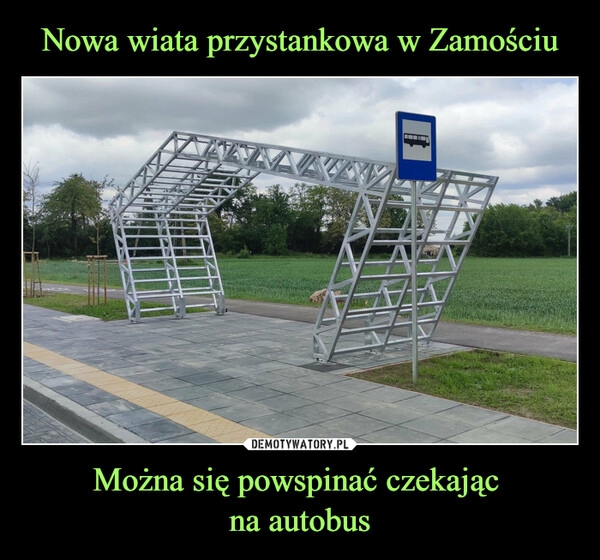 
    Nowa wiata przystankowa w Zamościu Można się powspinać czekając 
na autobus