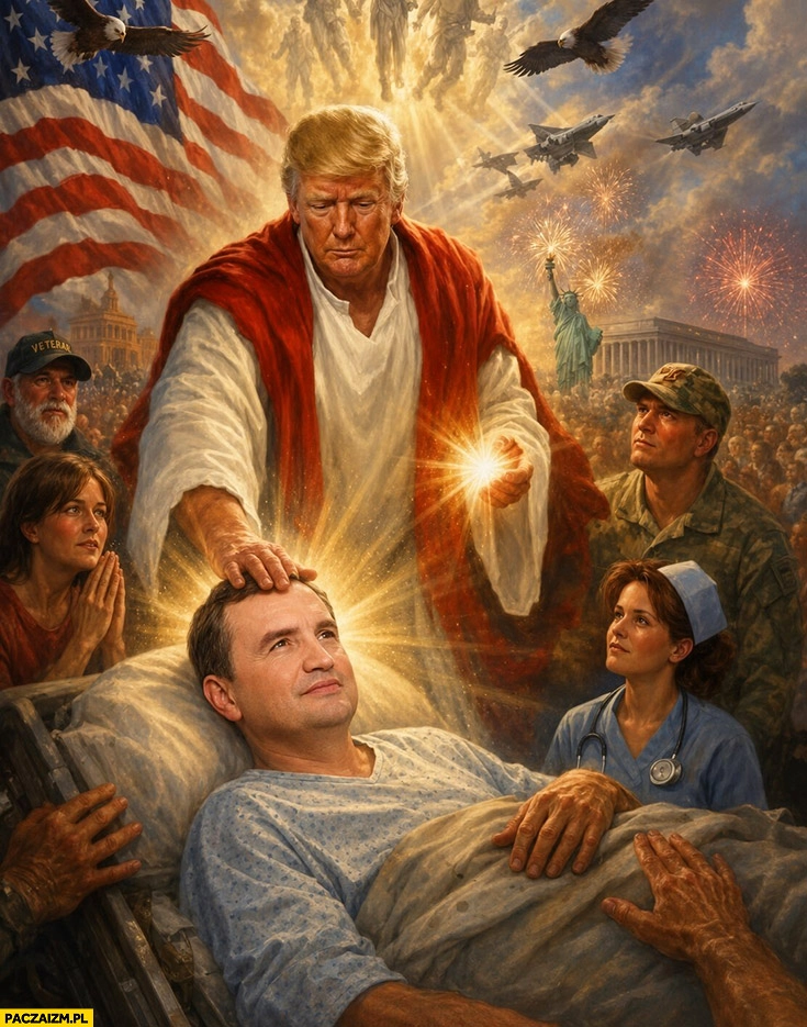 
    Donald Trump Jezus uzdrawia Zbigniewa Ziobro w USA