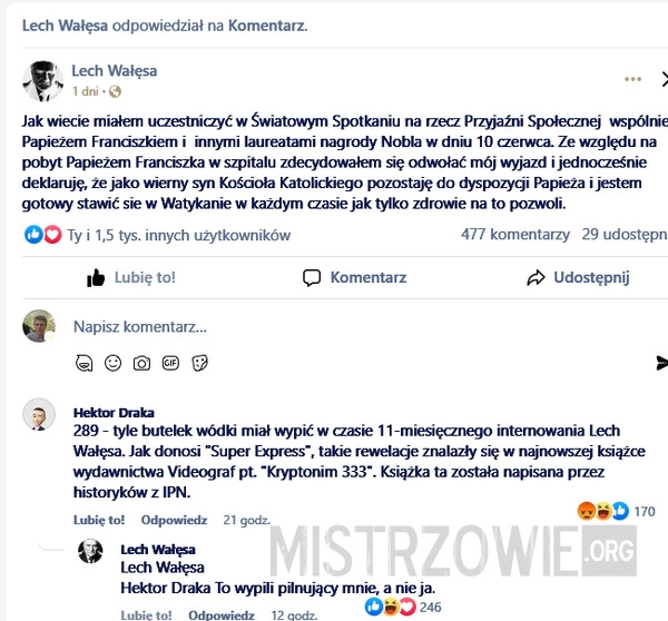 
    Wałęsa nie pił