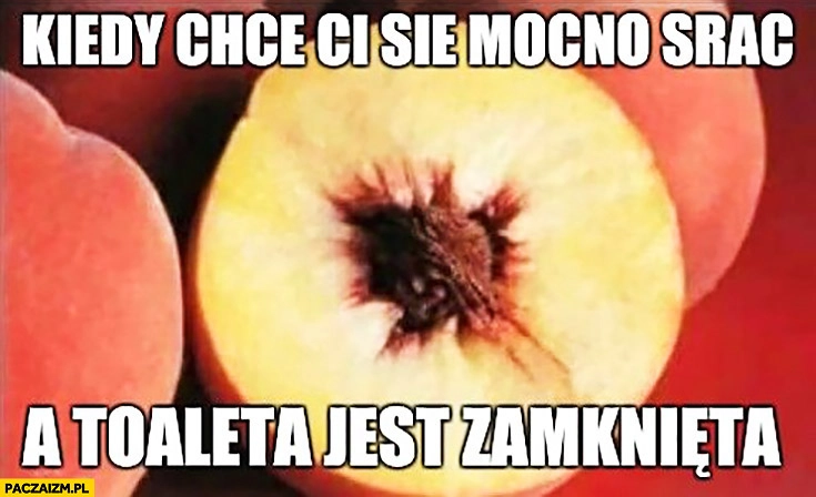Kiedy chce Ci się mocno srać, a toaleta jest zamknięta brzoskwinia pestka