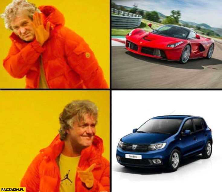 
    James May nie chce Ferrari chce Dacia Sandero Drake