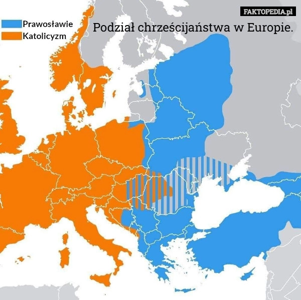 
    Podział chrześcijaństwa w Europie.
