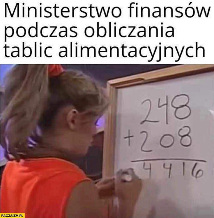 
    Ministerstwo Finansów podczas obliczania tablic alimentacyjnych dodaje dodawanie