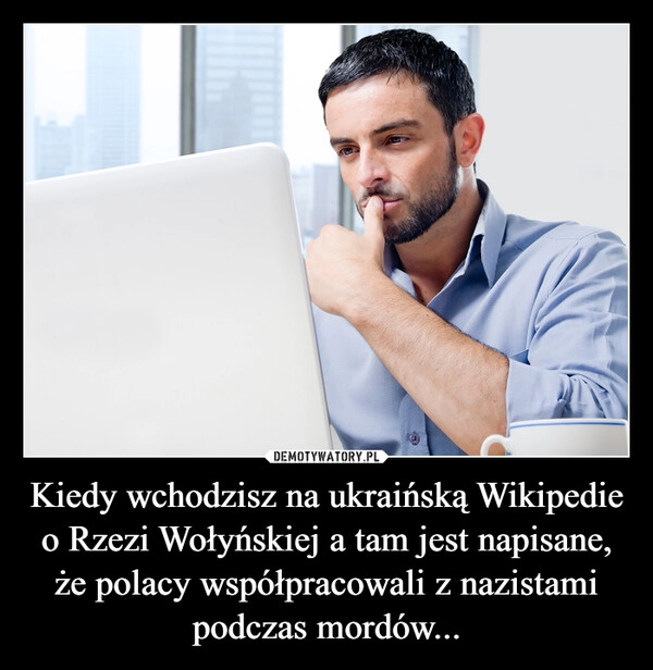 
    Kiedy wchodzisz na ukraińską Wikipedie o Rzezi Wołyńskiej a tam jest napisane, że polacy współpracowali z nazistami podczas mordów...