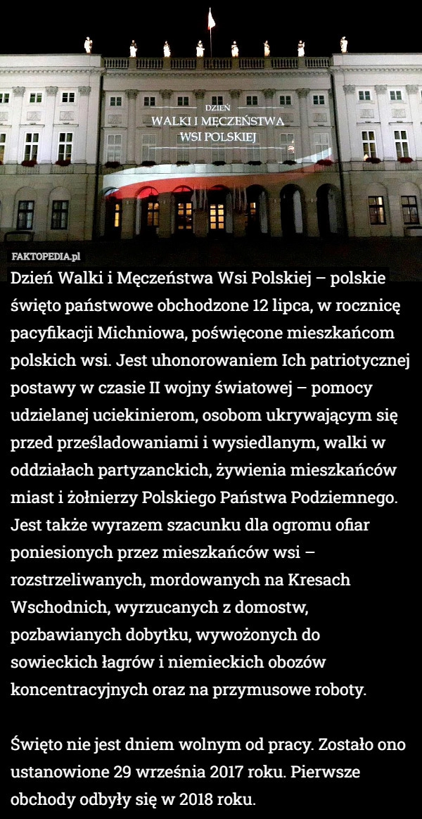 
    Dzień Walki i Męczeństwa Wsi Polskiej – polskie święto państwowe obchodzone