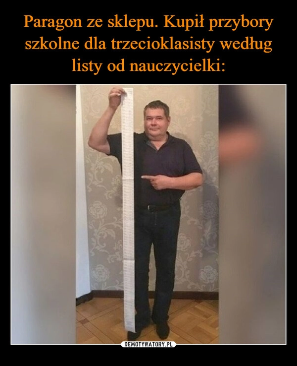 
    Paragon ze sklepu. Kupił przybory szkolne dla trzecioklasisty według listy od nauczycielki: