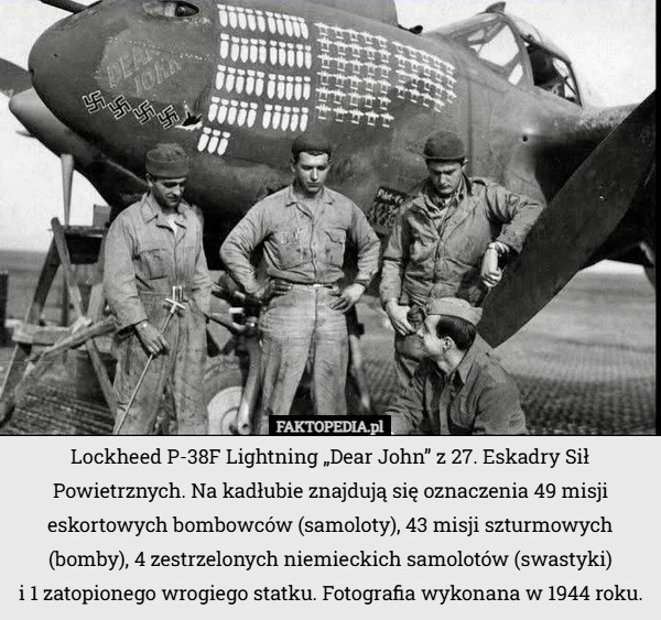 
    Lockheed P-38F Lightning „Dear John” z 27. Eskadry Sił Powietrznych. Na...