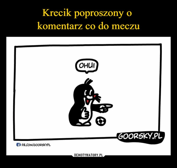 
    Krecik poproszony o 
komentarz co do meczu