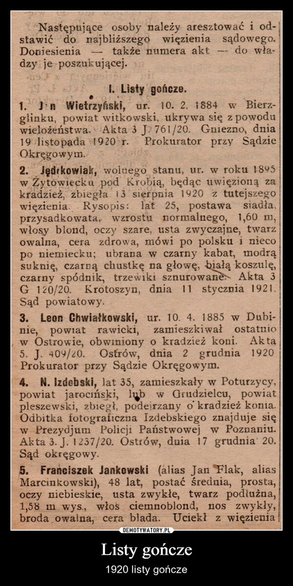 
    Listy gończe