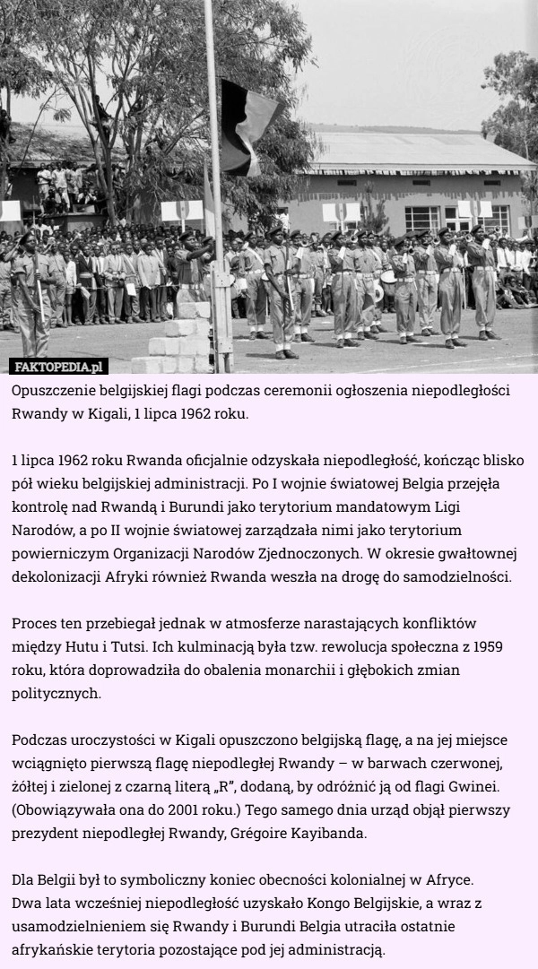 
    Opuszczenie belgijskiej flagi podczas ceremonii ogłoszenia niepodległości...