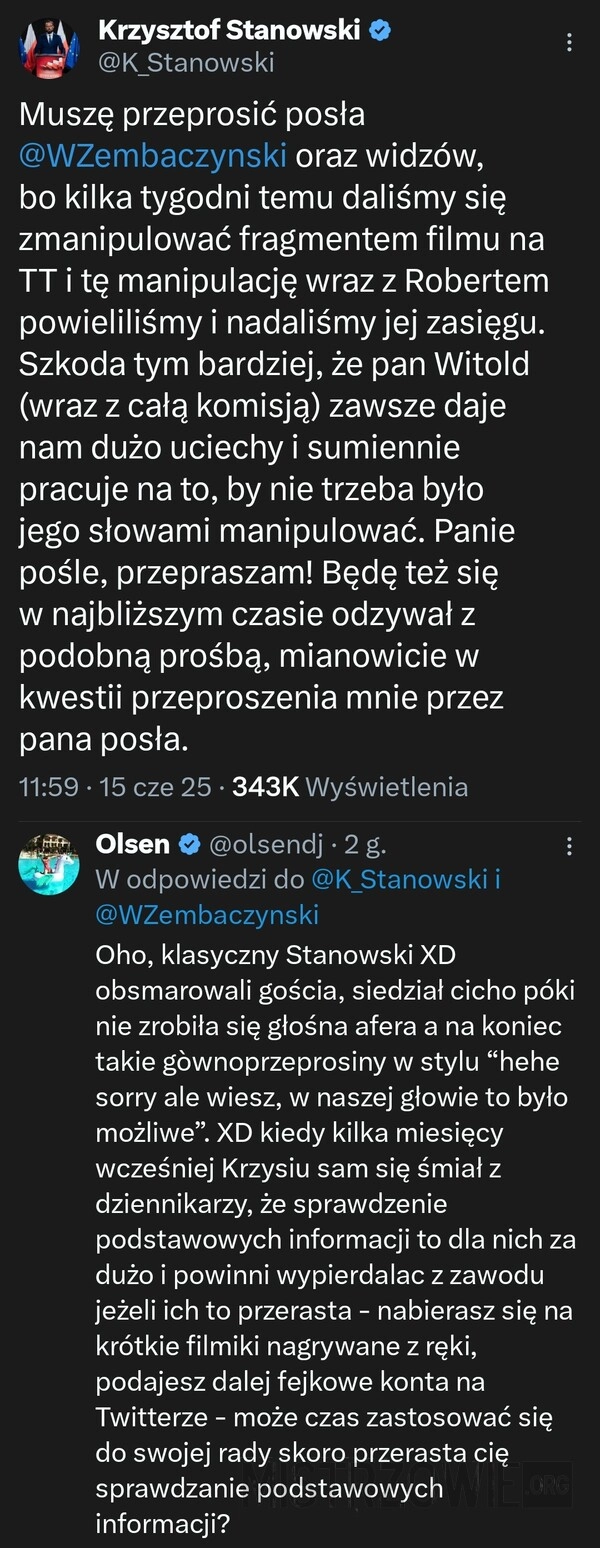 
    Przeprosiny po manipulacji
