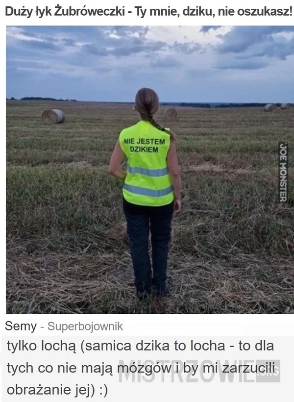 
    Duży łyk Żubróweczki - Ty mnie, dziku, nie oszukasz!