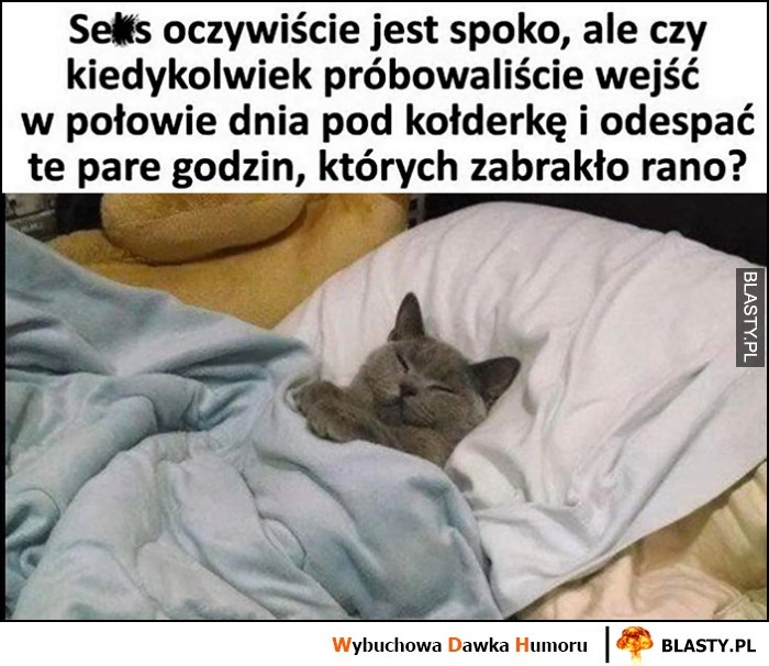 
    Keks oczywiście jest spoko, ale czy próbowaliście wejść pod kołderkę i odespać te parę godzin których zabrakło rano?