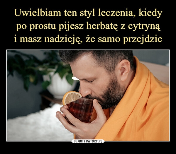 
    Uwielbiam ten styl leczenia, kiedy po prostu pijesz herbatę z cytryną
i masz nadzieję, że samo przejdzie