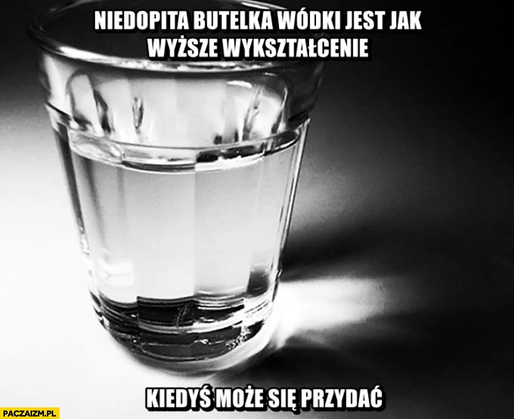 
    Niedopita butelka wódki jest jak wyższe wykształcenie kiedyś może się przydać