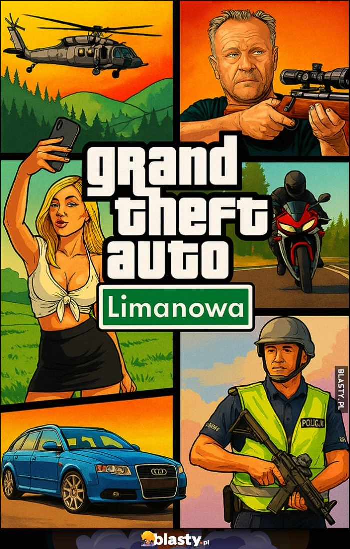 
    GTA Grand Theft Auto Limanowa gra okładka przeróbka Tadeusz Duda