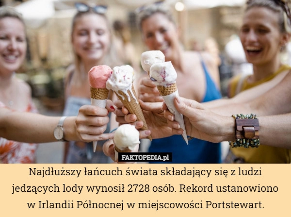 
    Najdłuższy łańcuch świata składający się z ludzi jedzących lody wynosił