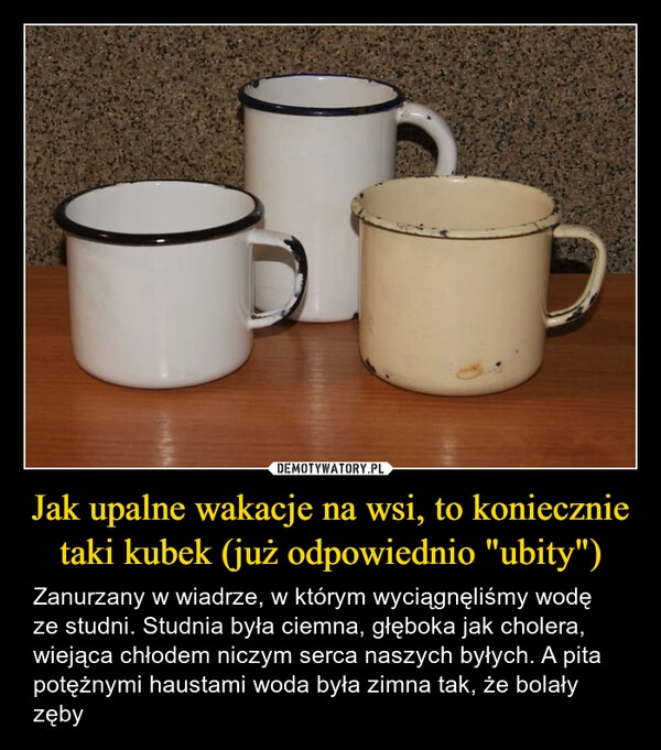 
    Jak upalne wakacje na wsi, to koniecznie taki kubek (już odpowiednio "ubity")