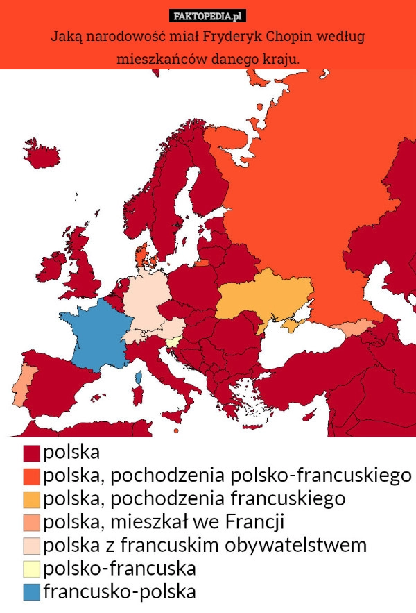 
    Jaką narodowość miał Fryderyk Chopin według mieszkańców danego kraju.