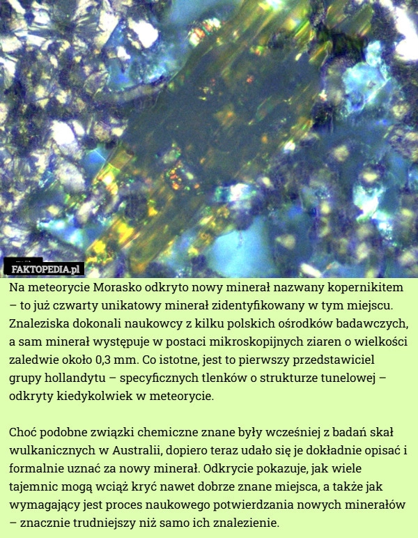 
    Na meteorycie Morasko odkryto nowy minerał nazwany kopernikitem – to już