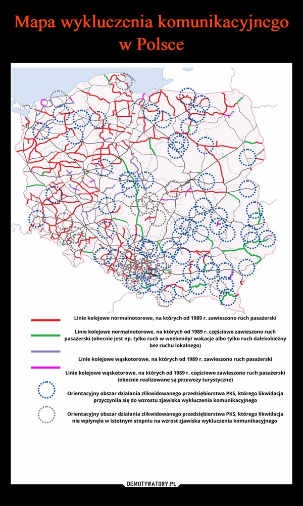 
    Mapa wykluczenia komunikacyjnego w Polsce