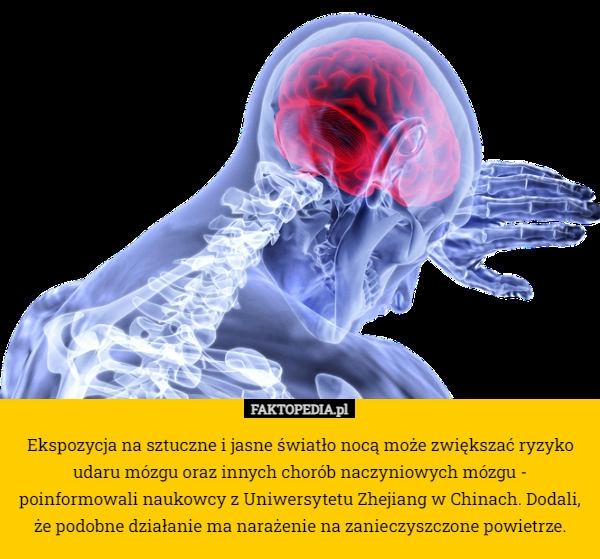 
    Ekspozycja na sztuczne i jasne światło nocą może zwiększać ryzyko udaru