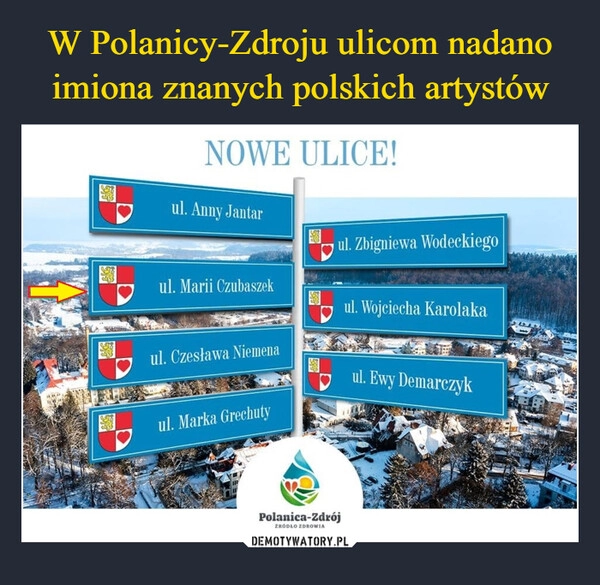 
    W Polanicy-Zdroju ulicom nadano imiona znanych polskich artystów