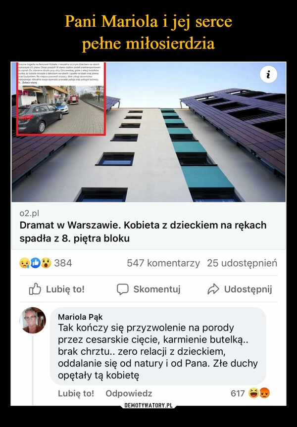 
    Pani Mariola i jej serce
pełne miłosierdzia