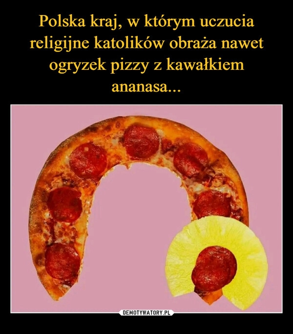 
    Polska kraj, w którym uczucia religijne katolików obraża nawet ogryzek pizzy z kawałkiem ananasa...