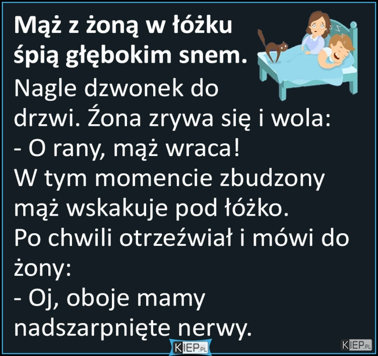 
    Mąż z żoną w łóżku śpią głębokim snem