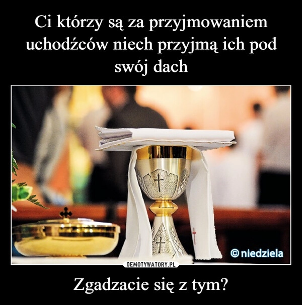 
    Ci którzy są za przyjmowaniem uchodźców niech przyjmą ich pod swój dach Zgadzacie się z tym?
