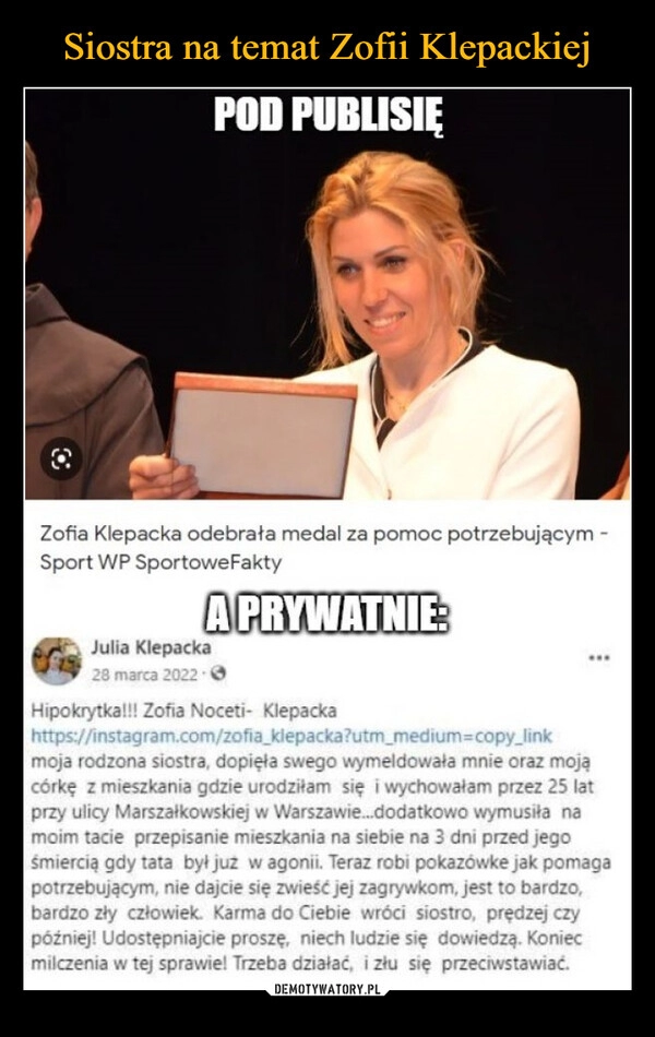 
    Siostra na temat Zofii Klepackiej