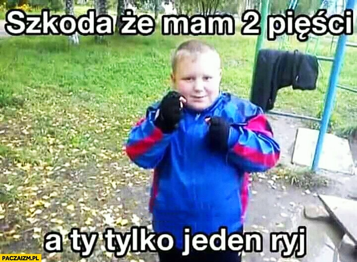 Szkoda, że mam 2 pięści a Ty tylko jeden ryj dzieciak