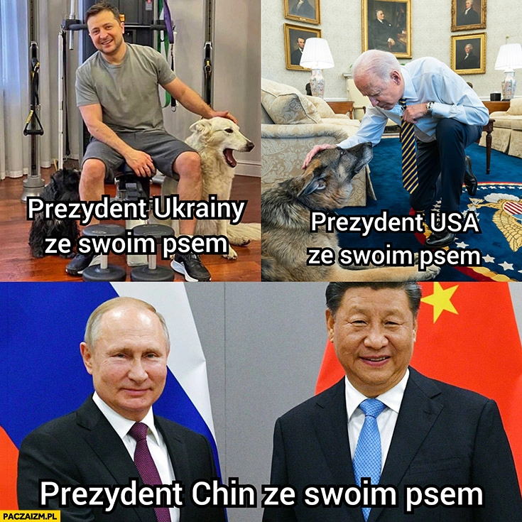 
    Prezydent Ukrainy USA ze swoim psem vs prezydent Chin ze swoim psem putin