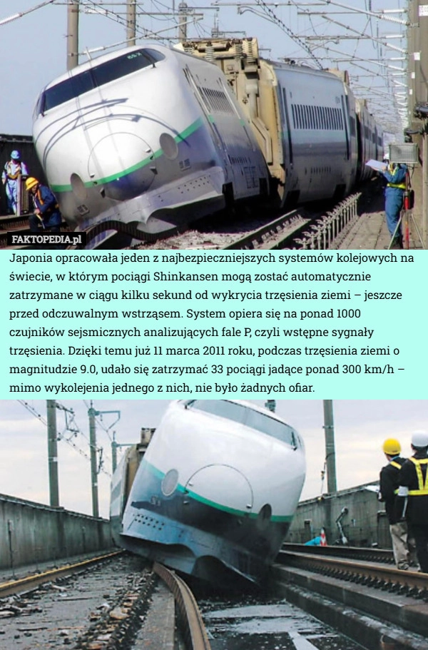 
    Japonia opracowała jeden z najbezpieczniejszych systemów kolejowych na świecie...