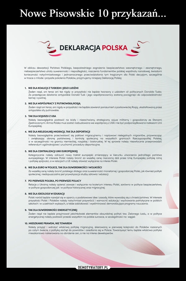 
    Nowe Pisowskie 10 przykazań...