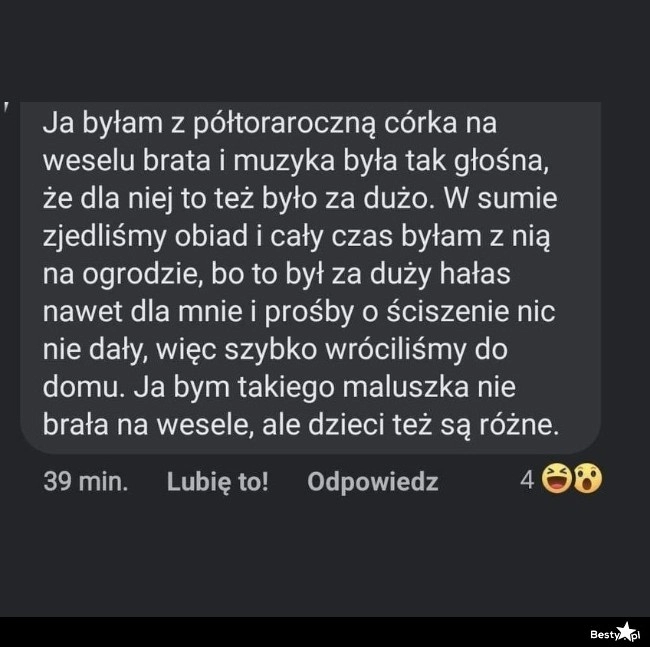 
    Małe dziecko na weselu 