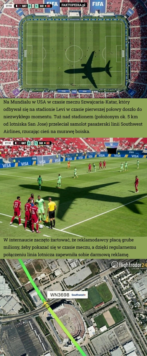 
    Na Mundialu w USA w czasie meczu Szwajcaria-Katar, który odbywał się na